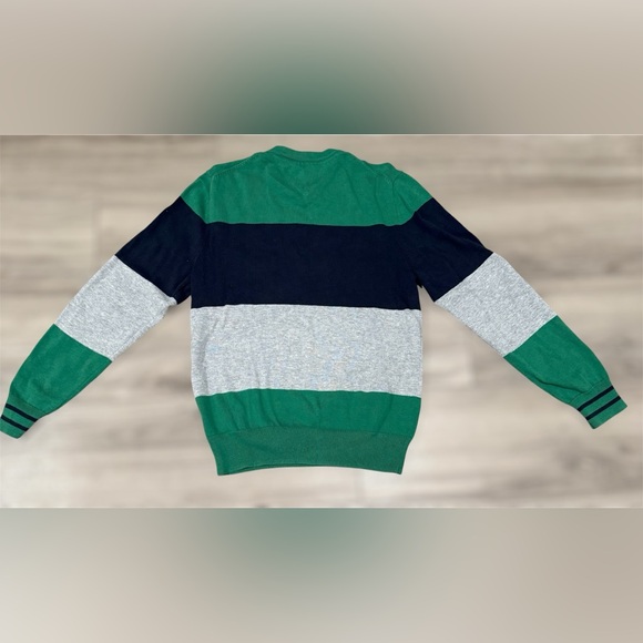 Tommy Hilfiger Logo Sweater Long Sleeve Green Blue Gray XS Preppy Swag - Picture 2 of 8
